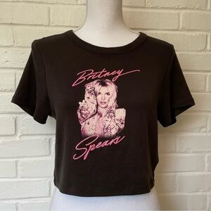 Britney Spears Black Graphic Tee NEW Size Large Cropped Concert Y2K Festival